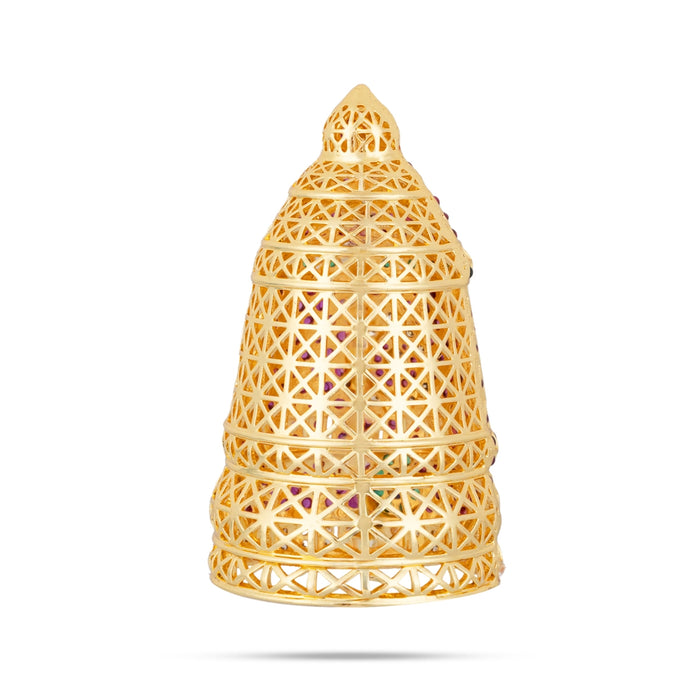 Full Crown - 4 x 1.75 Inches | Multicolour Stone Kireedam / Mukut / Kiridam For Deity Decoration