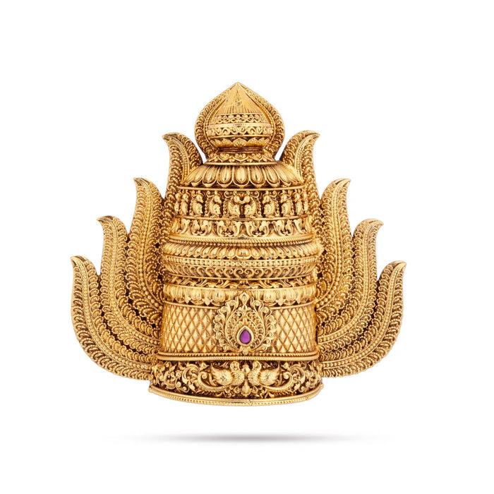 Mukut - 3 x 3 Inches | Half Crown / Andal Kireedam / Gold Polish Jewellery / Kiritam for Deity - Head & Face Accessories