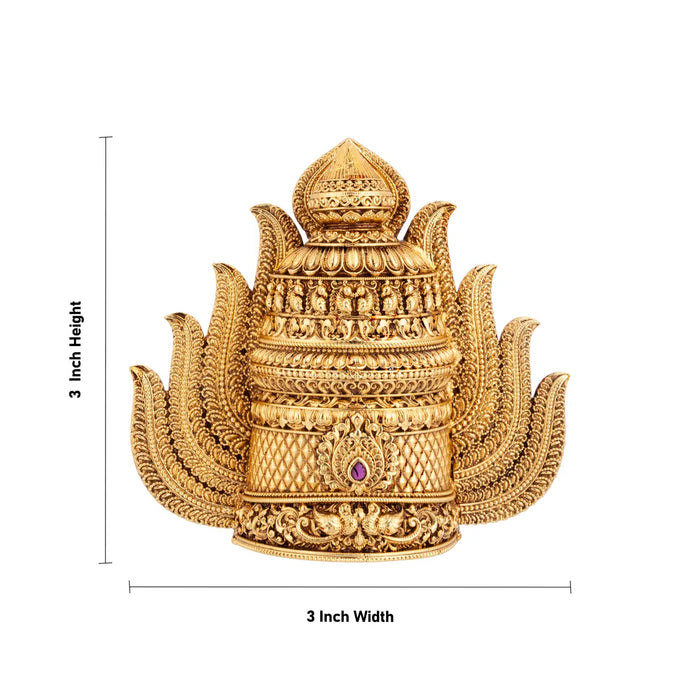 Mukut - 3 x 3 Inches | Half Crown / Andal Kireedam / Gold Polish Jewellery / Kiritam for Deity - Head & Face Accessories