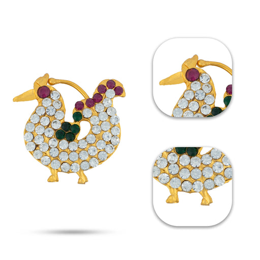 Stone Nose Pin - 1.5 x 1 Inches | Nathu Bullaku/ Bullaku Nose Pin/ Multicoloured Stone Jewellery for Deity - Head & Face Accessories