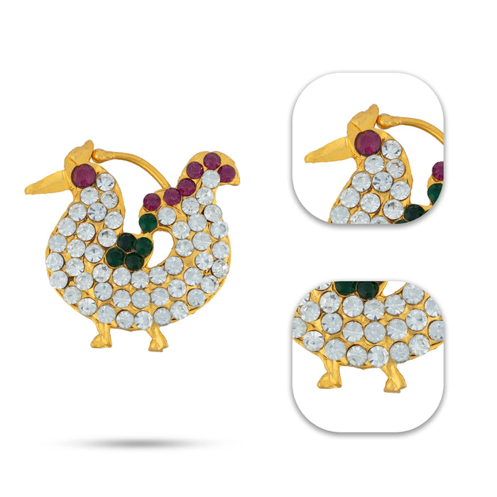 Stone Nose Pin - 1.5 x 1 Inches | Nathu Bullaku/ Bullaku Nose Pin/ Multicoloured Stone Jewellery for Deity - Head & Face Accessories