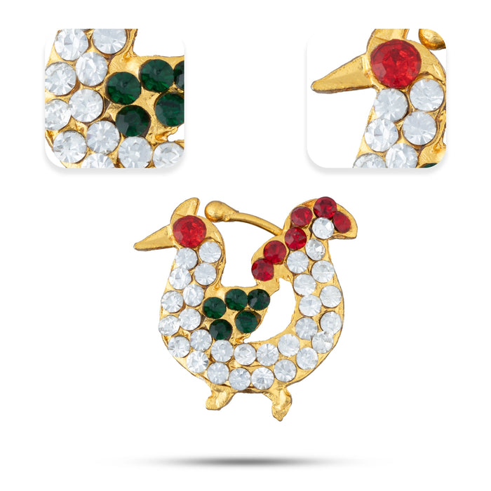 Stone Nathu - 1 x 1 Inch | Stone Nose Pin/ Small Nose Pin/ Stone Jewellery For Deity Alankaram - Head & Face Accessories