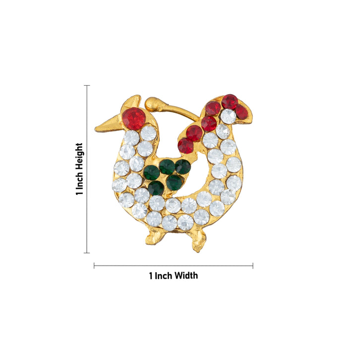 Stone Nathu - 1 x 1 Inch | Stone Nose Pin/ Small Nose Pin/ Stone Jewellery For Deity Alankaram - Head & Face Accessories