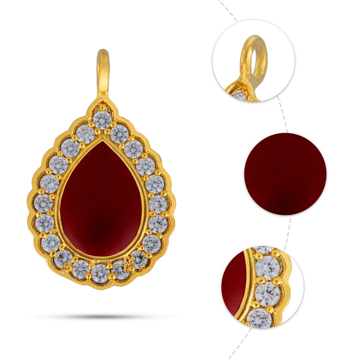 Tilak Design Stone Pendant - 0.75 x 0.5 Inches | Stone Locket / Stone Dollar for Women - Mala & Pendant