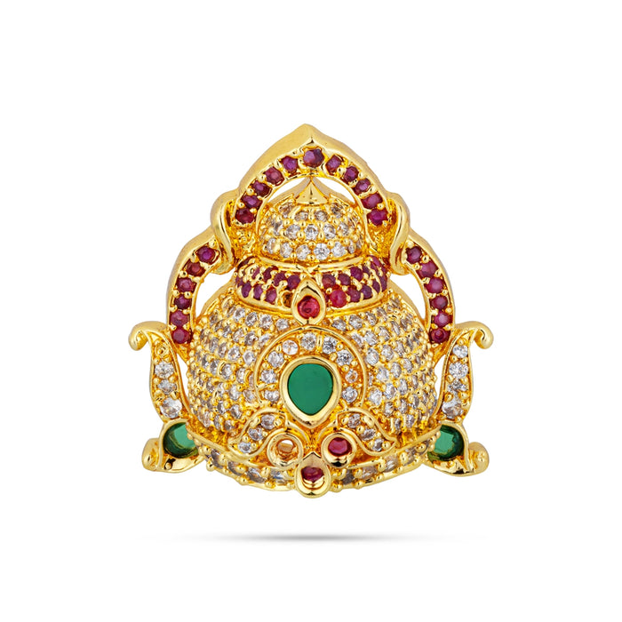 Half Crown - 1.25 x 1.25 Inches | Multicolour Stone Half Kireedam / Half Mukut / Half Kiridam for Deity