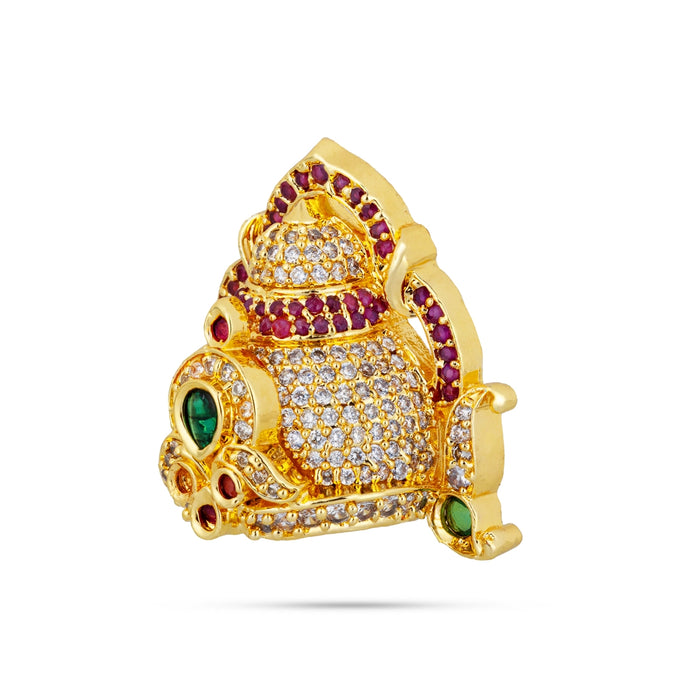 Half Crown - 1.25 x 1.25 Inches | Multicolour Stone Half Kireedam / Half Mukut / Half Kiridam for Deity