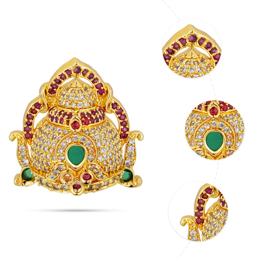 Half Crown - 1.25 x 1.25 Inches | Multicolour Stone Half Kireedam / Half Mukut / Half Kiridam for Deity - Head & Face Accessories