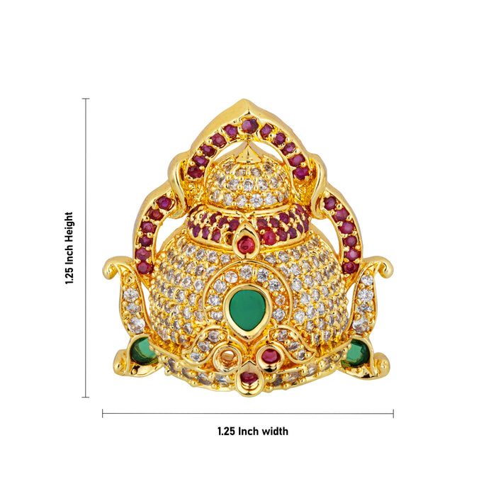 Half Crown - 1.25 x 1.25 Inches | Multicolour Stone Half Kireedam / Half Mukut / Half Kiridam for Deity