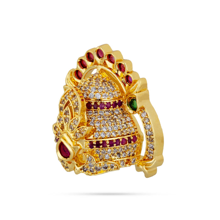 Half Crown - 1.25 x 1.25 Inches | Multicolour Stone Half Kireedam / Half Mukut / Half Kiridam for Deity