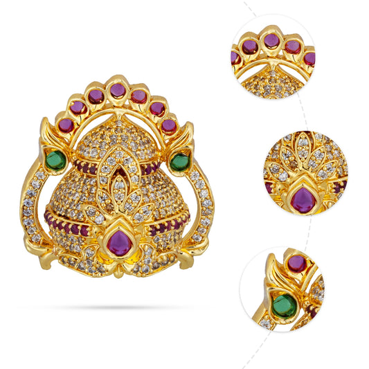 Half Crown - 1.25 x 1.25 Inches | Multicolour Stone Half Kireedam / Half Mukut / Half Kiridam for Deity - Head & Face Accessories