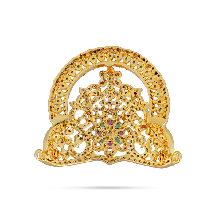 Half Crown - 1.25 x 1.75 Inches | Multicolour Stone Half Kireedam / Half Mukut / Half Kiridam for Deity
