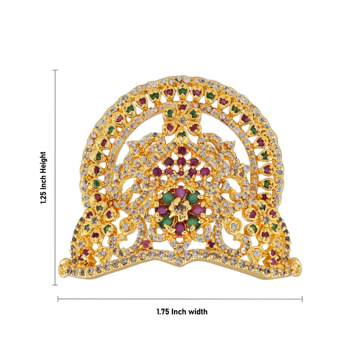Half Crown - 1.25 x 1.75 Inches | Multicolour Stone Half Kireedam / Half Mukut / Half Kiridam for Deity