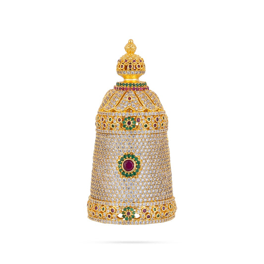 Full Crown - 3 x 1.5 Inches | Multicolour Full Stone Kireedam / Full Mukut / Full Kiridam for Deity - Head & Face Accessories