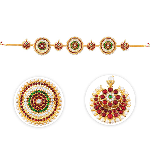 Kemp Hip Belt - 21 Inches | Waist Belt/ Multicolour Stone Jewellery/ Stone Belt For Bharatanatyam & Bridal Wear - Bharatanatyam Jewellery