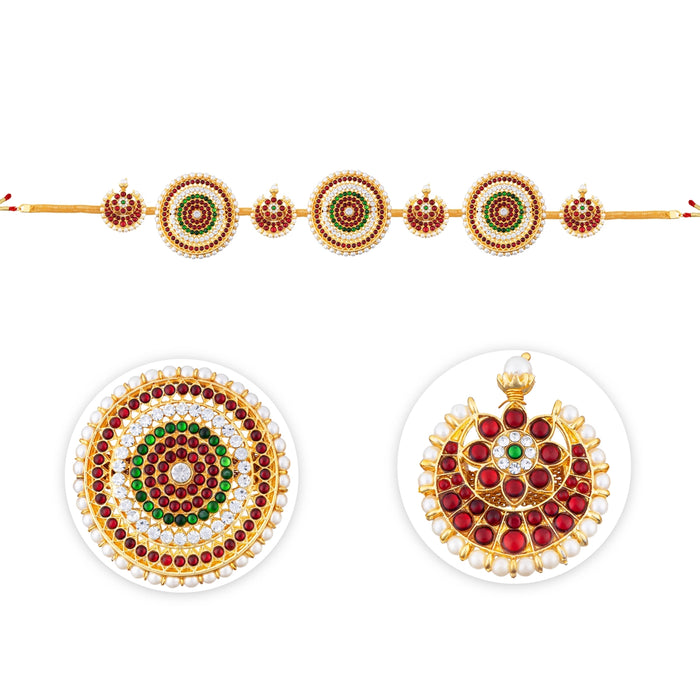 Kemp Hip Belt - 21 Inches | Waist Belt/ Multicolour Stone Jewellery/ Stone Belt For Bharatanatyam & Bridal Wear - Bharatanatyam Jewellery