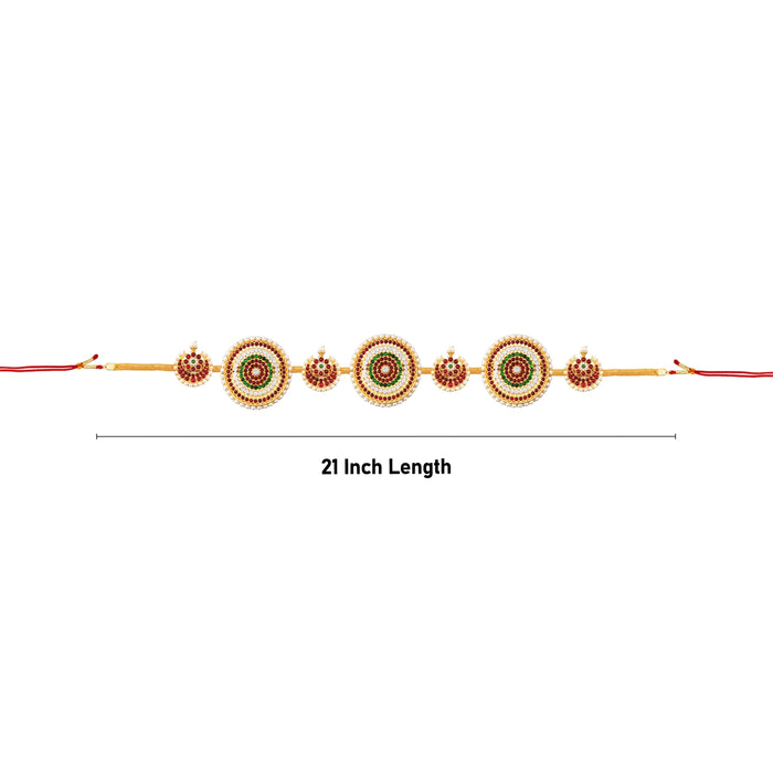 Kemp Hip Belt - 21 Inches | Waist Belt/ Multicolour Stone Jewellery/ Stone Belt For Bharatanatyam & Bridal Wear - Bharatanatyam Jewellery