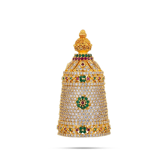 Full Crown - 2 x 1 Inches | Multicolour Full Stone Kireedam / Full Mukut / Full Kiridam for Deity - Head & Face Accessories