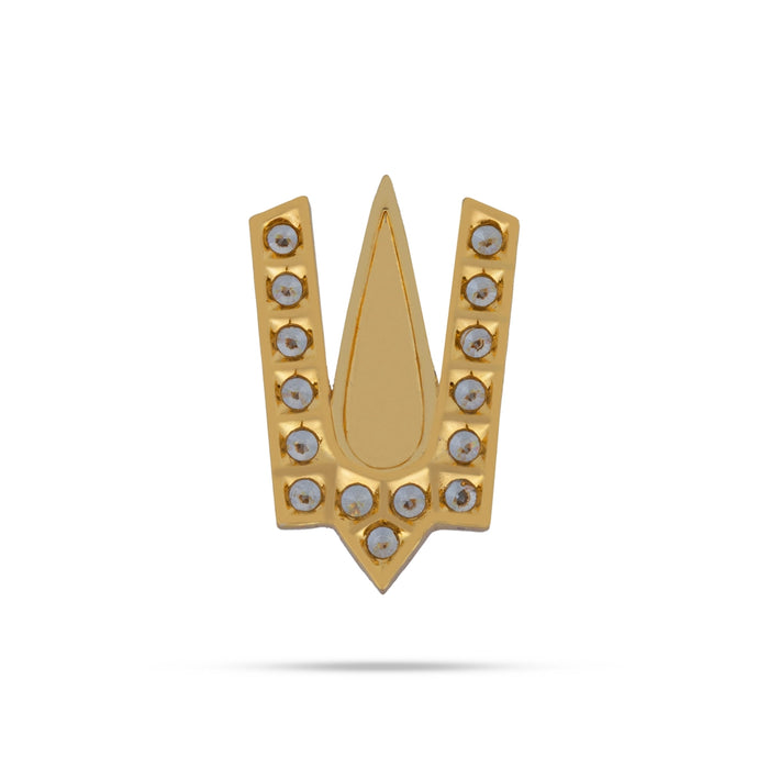 Stone Vishnu Tilak - 1.25 x 0.75 Inches | gold plated metal V Shape Perumal Namam/ White & Red Stone Namam for Deity - Head & Face Accessories