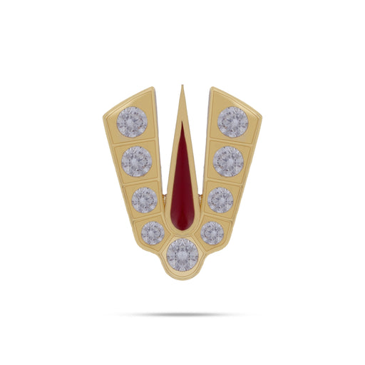 Stone Vishnu Tilak - 1 x 0.75 Inches | gold plated metal V Shape Perumal Namam/ White & Red Stone Namam for Deity - Head & Face Accessories