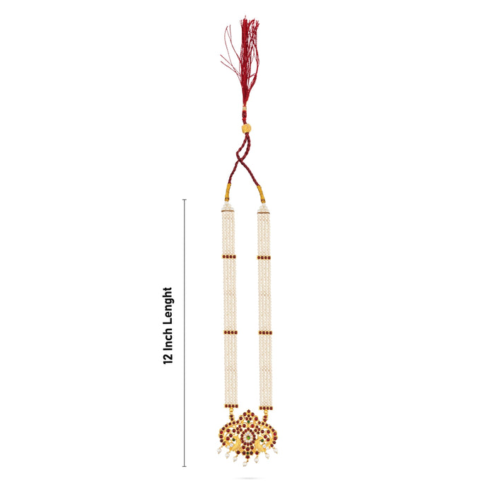 Kemp Moti Haram - 12 Inches | Long Stone Necklace / Kemp Jewellery for Bharatanatyam Dance - Dance Jewellery