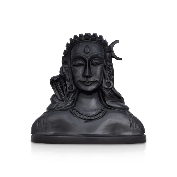 Black Shivan Murti - 4.5 x 5 inches | Adiyogi/ Shivalingam/ Mahadev Statue / Decor for Home & pooja - Table Stand Accessories