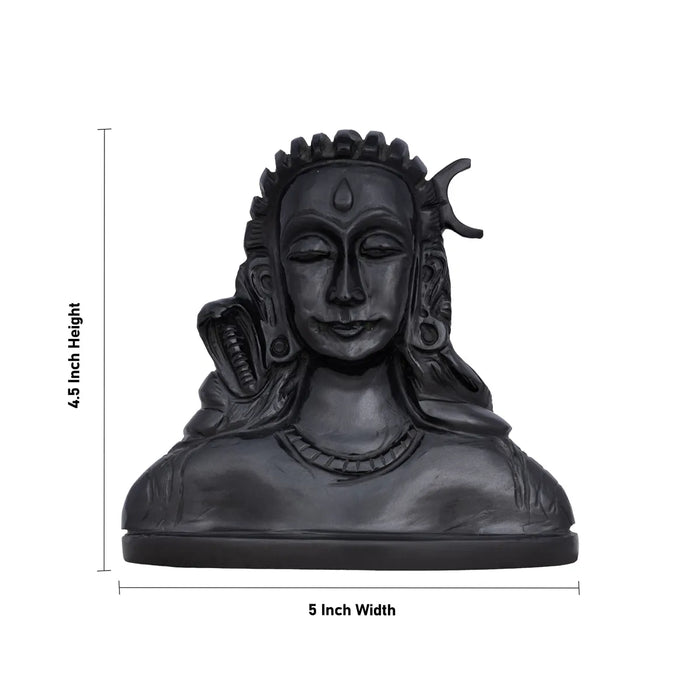 Black Shivan Murti - 4.5 x 5 inches | Adiyogi/ Shivalingam/ Mahadev Statue / Decor for Home & pooja - Table Stand Accessories