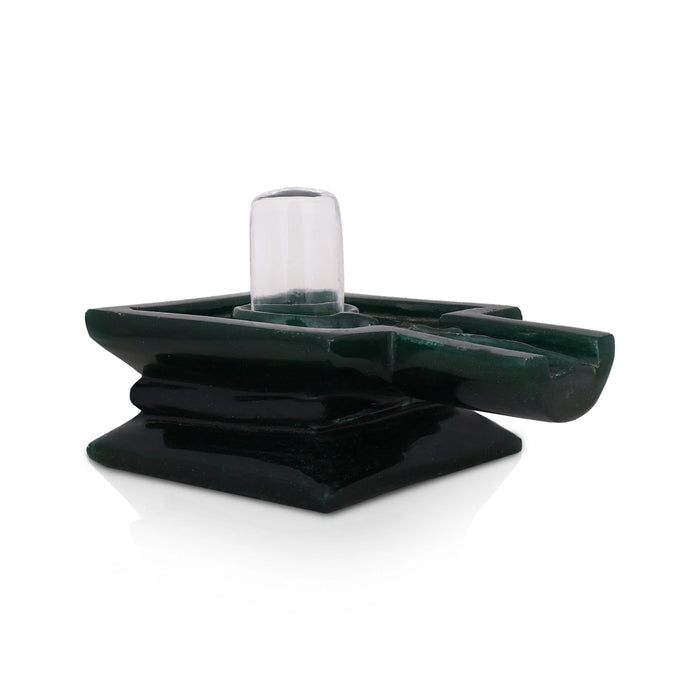 Banalingam - 3.5 x 5.5 Inches | Sphatik Banalinga With Zade Yoni / Shivling / Spatik Banalingam for Pooja - Sphatik & Semi Precious Stone Murties