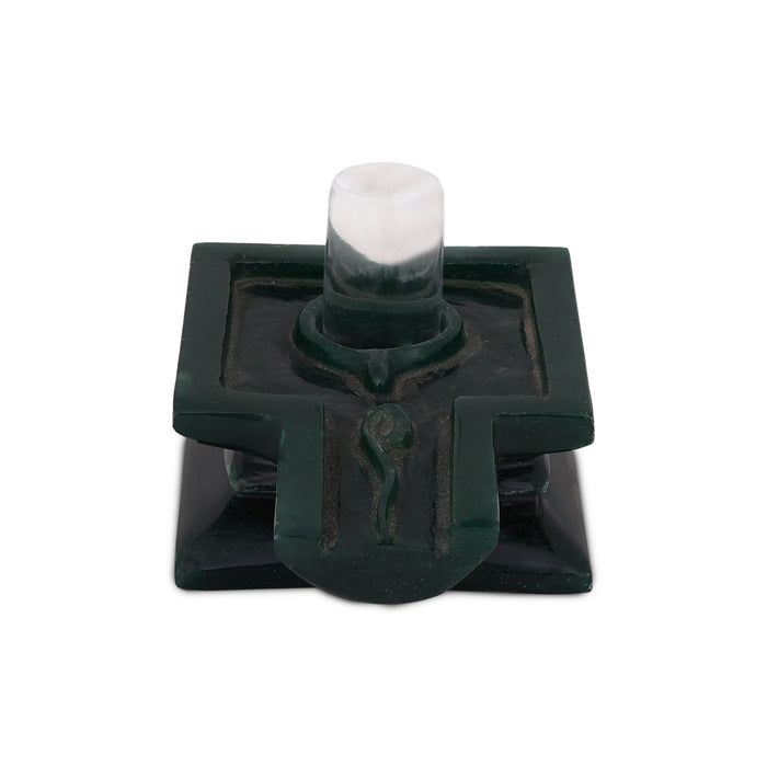 Banalingam - 3.5 x 5.5 Inches | Sphatik Banalinga With Zade Yoni / Shivling / Spatik Banalingam for Pooja - Sphatik & Semi Precious Stone Murties