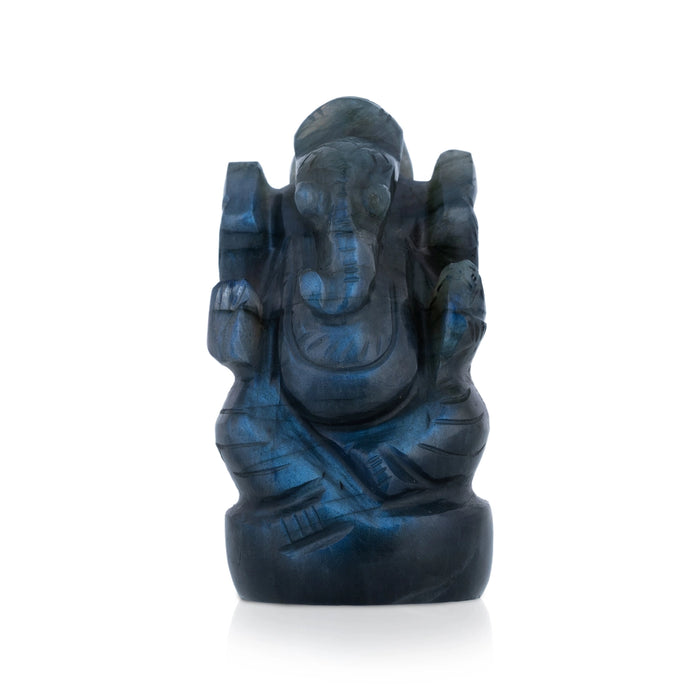 Ganesha With Right Trunk Murti - 2.25 x 1.25 Inches | Labradorite Ganpati Murti / Vinayagar Statue For Pooja