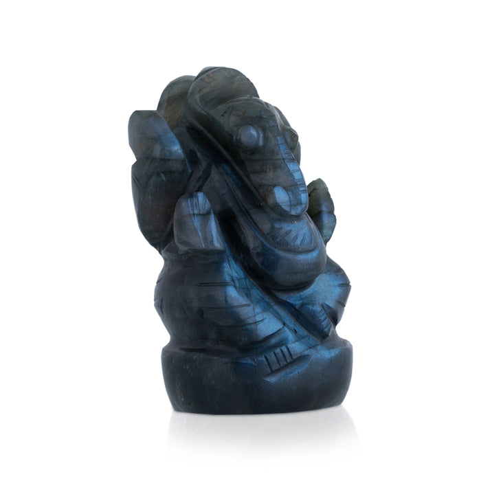 Ganesha With Right Trunk Murti - 2.25 x 1.25 Inches | Labradorite Ganpati Murti / Vinayagar Statue For Pooja
