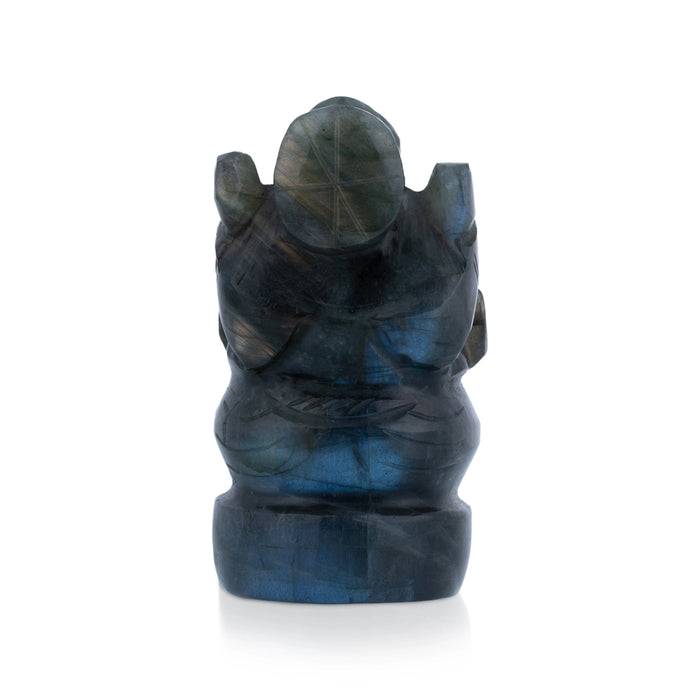 Ganesha With Right Trunk Murti - 2.25 x 1.25 Inches | Labradorite Ganpati Murti / Vinayagar Statue For Pooja