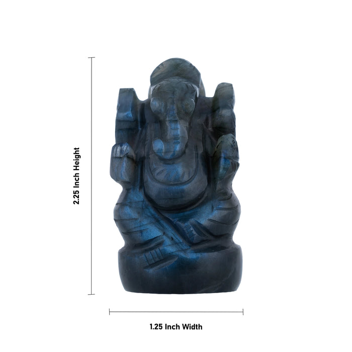 Ganesha With Right Trunk Murti - 2.25 x 1.25 Inches | Labradorite Ganpati Murti / Vinayagar Statue For Pooja