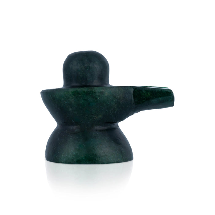 Green Jade Shiv Ling Murti - 2 x 1.75 Inches | Margaj Shiva Lingam Statue / Shiv Ling Statue for Worship