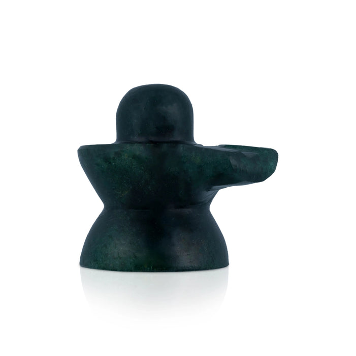 Green Jade Shiv Ling Murti - 2 x 1.75 Inches | Margaj Shiva Lingam Statue/ Shiv Ling Statue for Worship