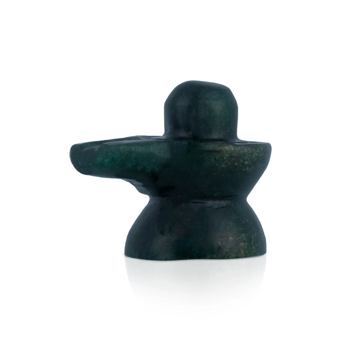 Green Jade Shiv Ling Murti - 2 x 1.75 Inches | Margaj Shiva Lingam Statue/ Shiv Ling Statue for Worship