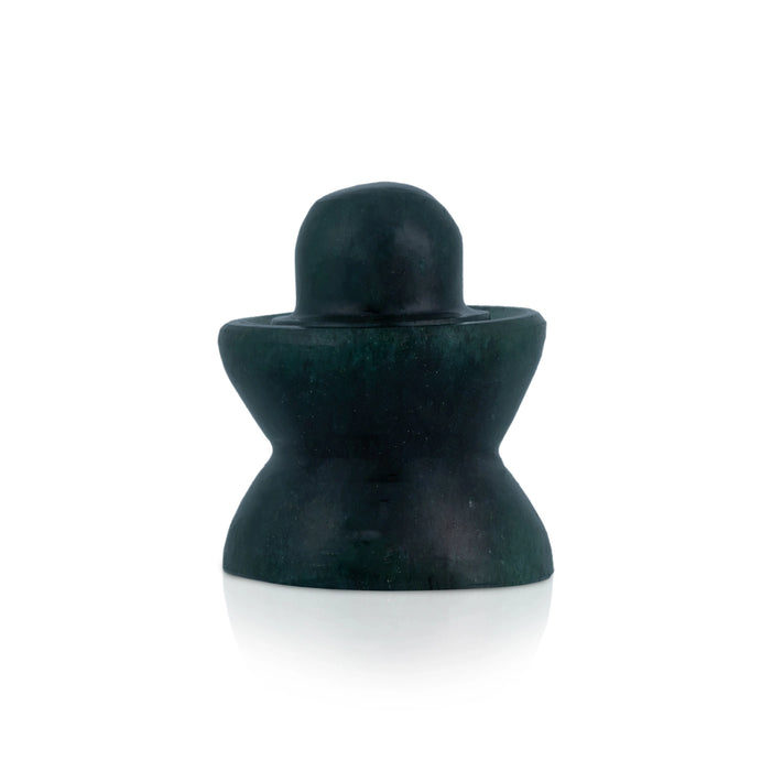 Green Jade Shiv Ling Murti - 2 x 1.75 Inches | Margaj Shiva Lingam Statue/ Shiv Ling Statue for Worship