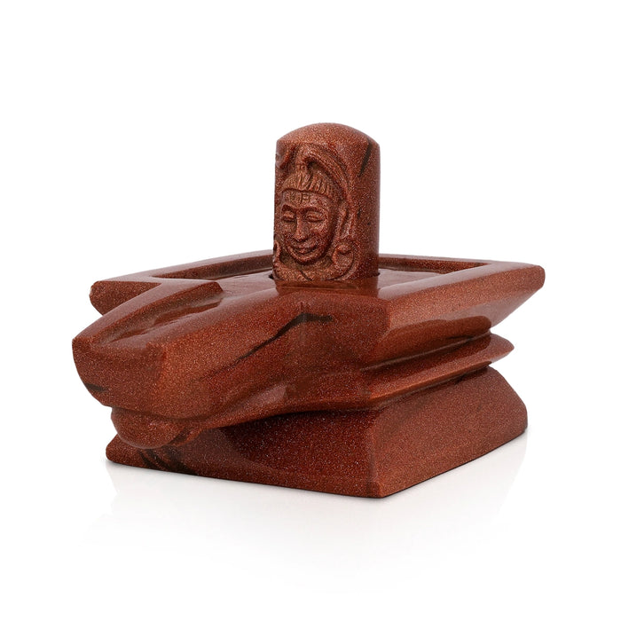 Shivling Murti - 4 x 5.5 Inches | Red Sunstone Idol / Shiv Ling Murti / Shiva Lingam Statue for Pooja - Sphatik & Semi Precious Stone Murties