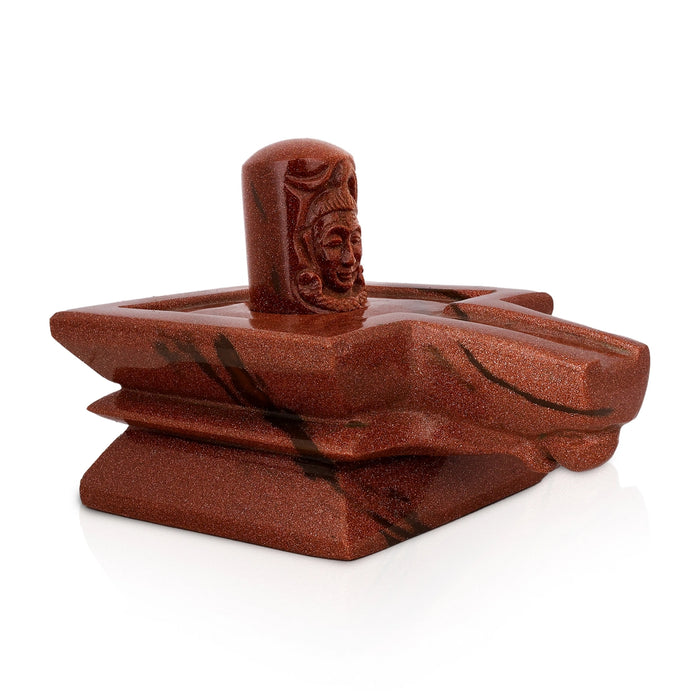 Shivling Murti - 4 x 5.5 Inches | Red Sunstone Idol / Shiv Ling Murti / Shiva Lingam Statue for Pooja - Sphatik & Semi Precious Stone Murties