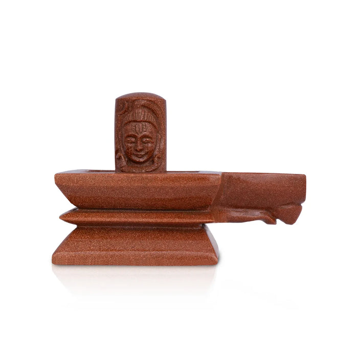 Shivling Murti - 4.5 x 4 Inches | Red Sunstone Idol / Shiv Ling Murti / Shiva Lingam Statue for Pooja - Sphatik & Semi Precious Stone Murties