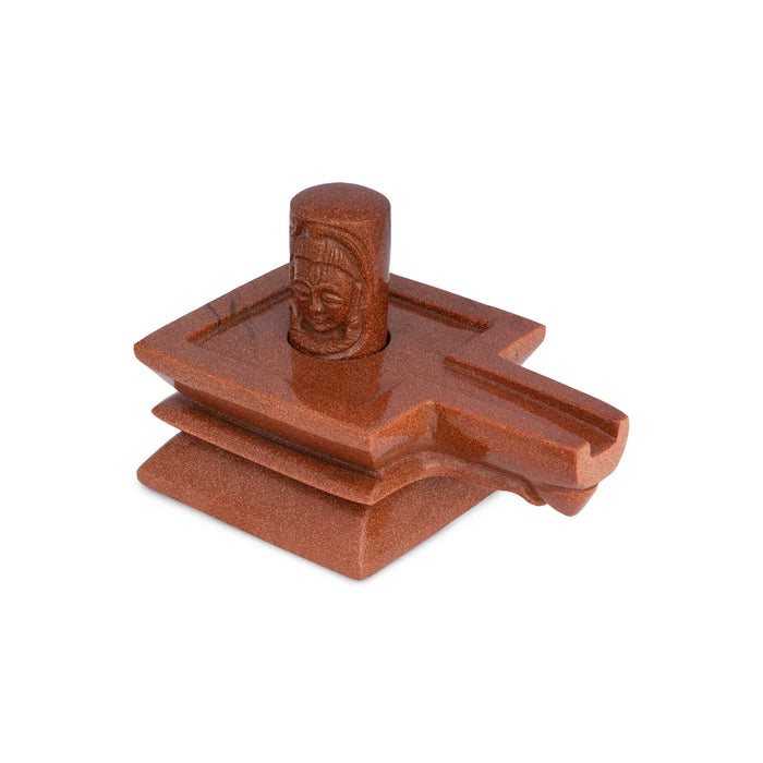 Shivling Murti - 4.5 x 4 Inches | Red Sunstone Idol / Shiv Ling Murti / Shiva Lingam Statue for Pooja - Sphatik & Semi Precious Stone Murties