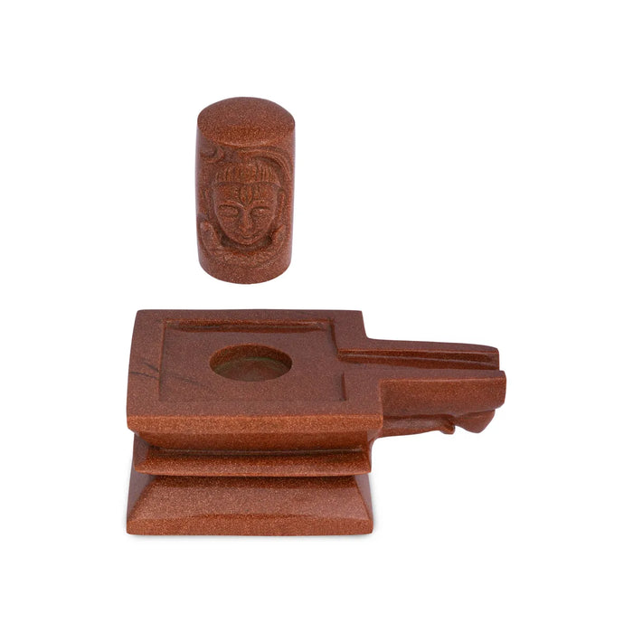 Shivling Murti - 4.5 x 4 Inches | Red Sunstone Idol / Shiv Ling Murti / Shiva Lingam Statue for Pooja - Sphatik & Semi Precious Stone Murties