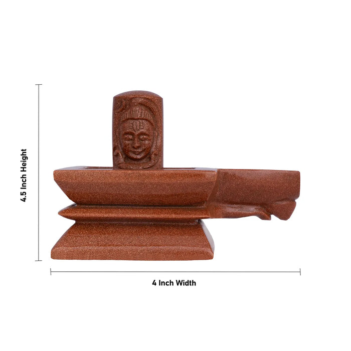 Shivling Murti - 4.5 x 4 Inches | Red Sunstone Idol / Shiv Ling Murti / Shiva Lingam Statue for Pooja - Sphatik & Semi Precious Stone Murties