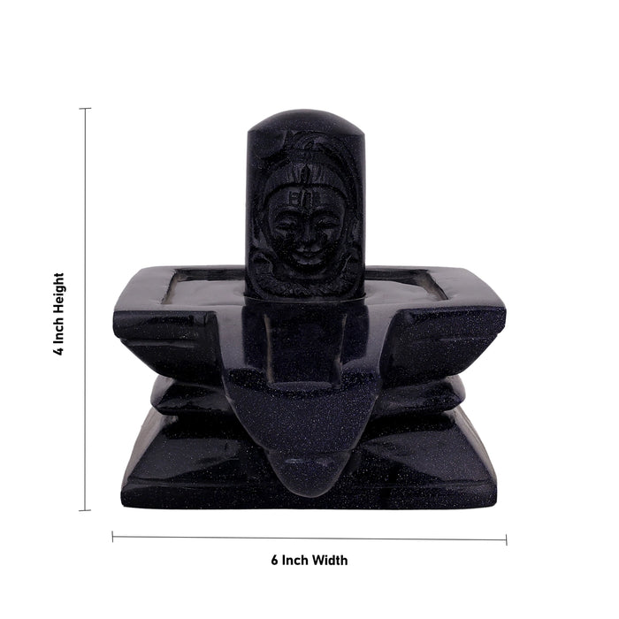 Shivling Murti - 4 x 6 Inches | Blue Sunstone Idol / Shiv Ling Murti / Shiva Lingam Statue for Pooja - Sphatik & Semi Precious Stone Murties