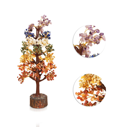 7 Chakra Tree - 16 x 3.5 Inches | Gemstone Tree/ Vastu Tree for Home - Table Stand Accessories