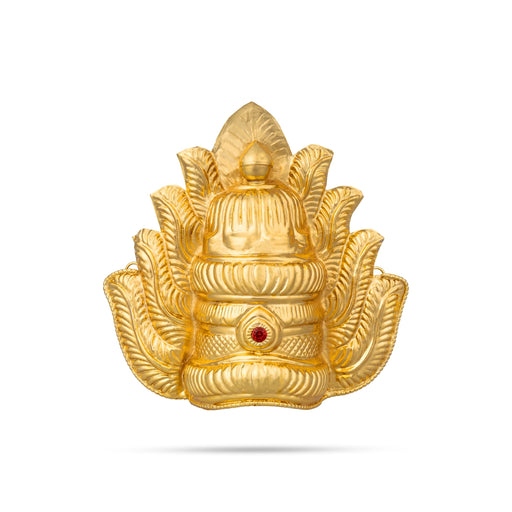 Half Crown - 8 X 8 Inches | Gold Polish Kireedam/ Single Stone Kiridam/ Sudar Design Mukut For Deity Decoration - Head & Face Accessories