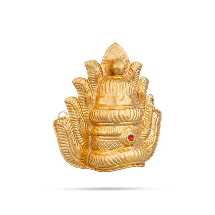 Half Crown - 6.75 X 7 Inches | Gold Polish Kireedam/ Single Stone Kiridam/ Sudar Design Mukut For Deity Decoration - Head & Face Accessories