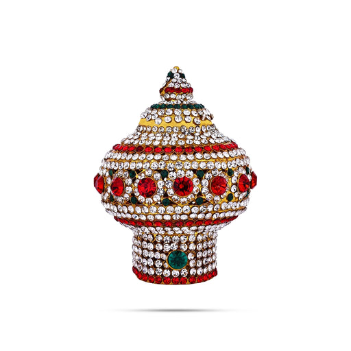 Vairamudi Crown - 3.75 X 2.75 Inches | Multicolour Stone Kireedam/ Kiridam/ Mukut For Deity Decoration - Head & Face Accessories
