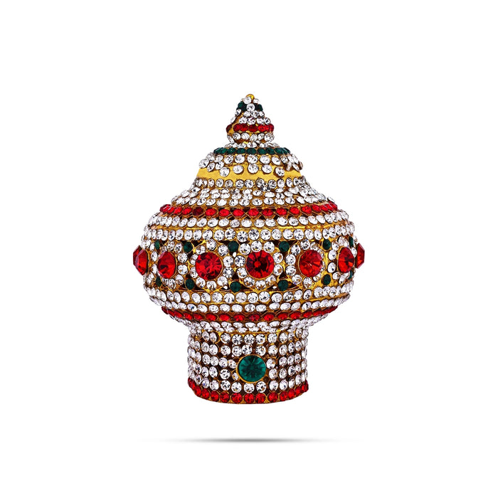 Vairamudi Crown - 3.75 X 2.75 Inches | Multicolour Stone Kireedam/ Kiridam/ Mukut For Deity Decoration - Head & Face Accessories