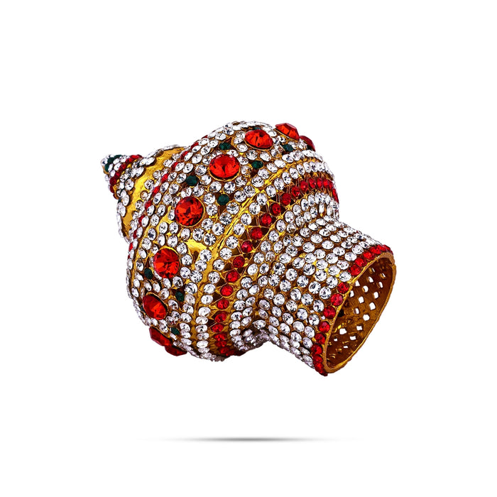 Vairamudi Crown - 3.75 X 2.75 Inches | Multicolour Stone Kireedam/ Kiridam/ Mukut For Deity Decoration - Head & Face Accessories