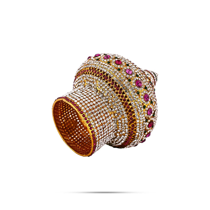 Vairamudi Crown - 6 X 4.5 Inches | Multicolour Stone Kireedam/ Stone Kiridam/ Mukut For Deity Decoration - Head & Face Accessories